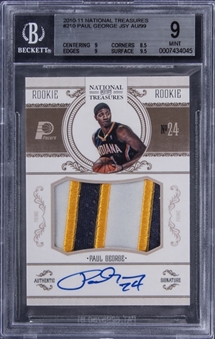2010-11 National Treasures #210 Paul George Signed Patch Rookie Card (#62/99) - BGS MINT 9